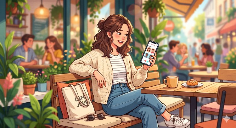 マッチングアプリを操作する女性のイメージ